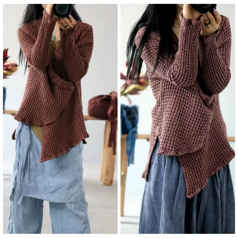 Women Loose Rough Linen One Button Jacket Ladies Vintage Chinese Style Outerwear Coat Female 2025 Flax Coat