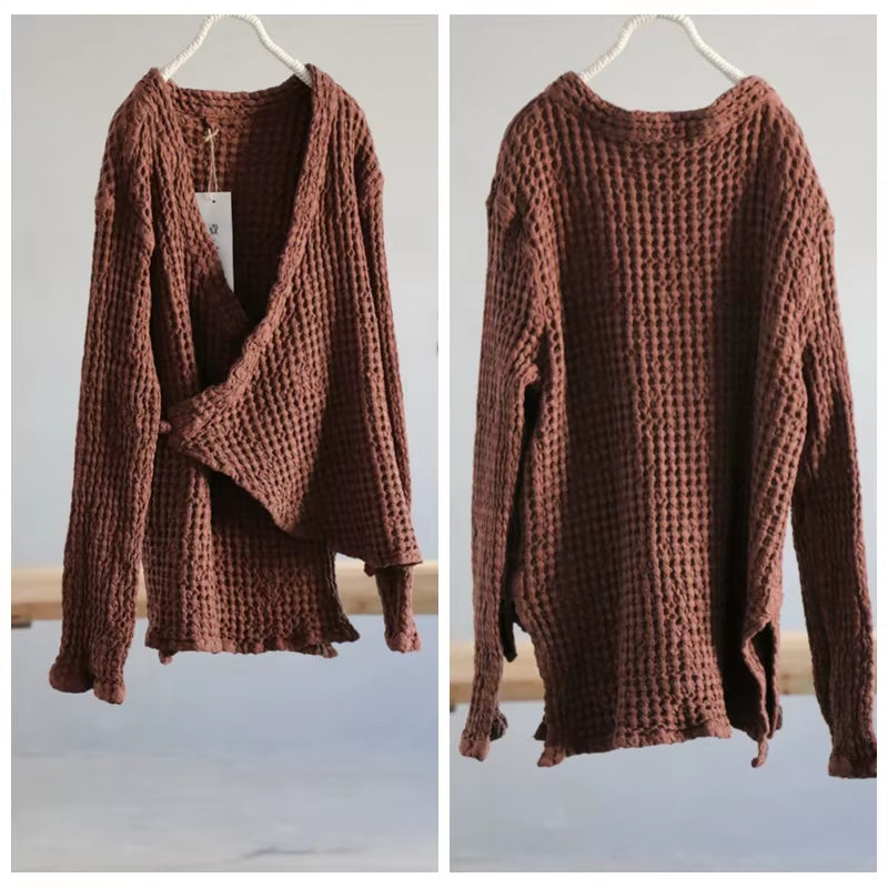 Women Loose Rough Linen One Button Jacket Ladies Vintage Chinese Style Outerwear Coat Female 2025 Flax Coat
