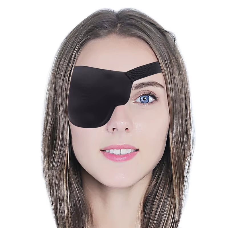Unisex Adjustable Concave Eye Patch Kid Pirate Cosplay Costume Black Single Eye Patch Washable Eye Patch Eyepatch One Eye