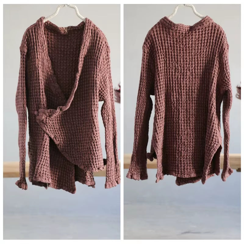 Women Loose Rough Linen One Button Jacket Ladies Vintage Chinese Style Outerwear Coat Female 2025 Flax Coat