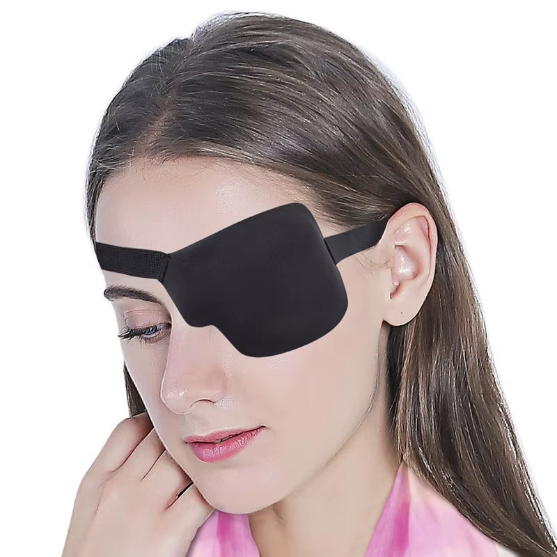 Unisex Adjustable Concave Eye Patch Kid Pirate Cosplay Costume Black Single Eye Patch Washable Eye Patch Eyepatch One Eye