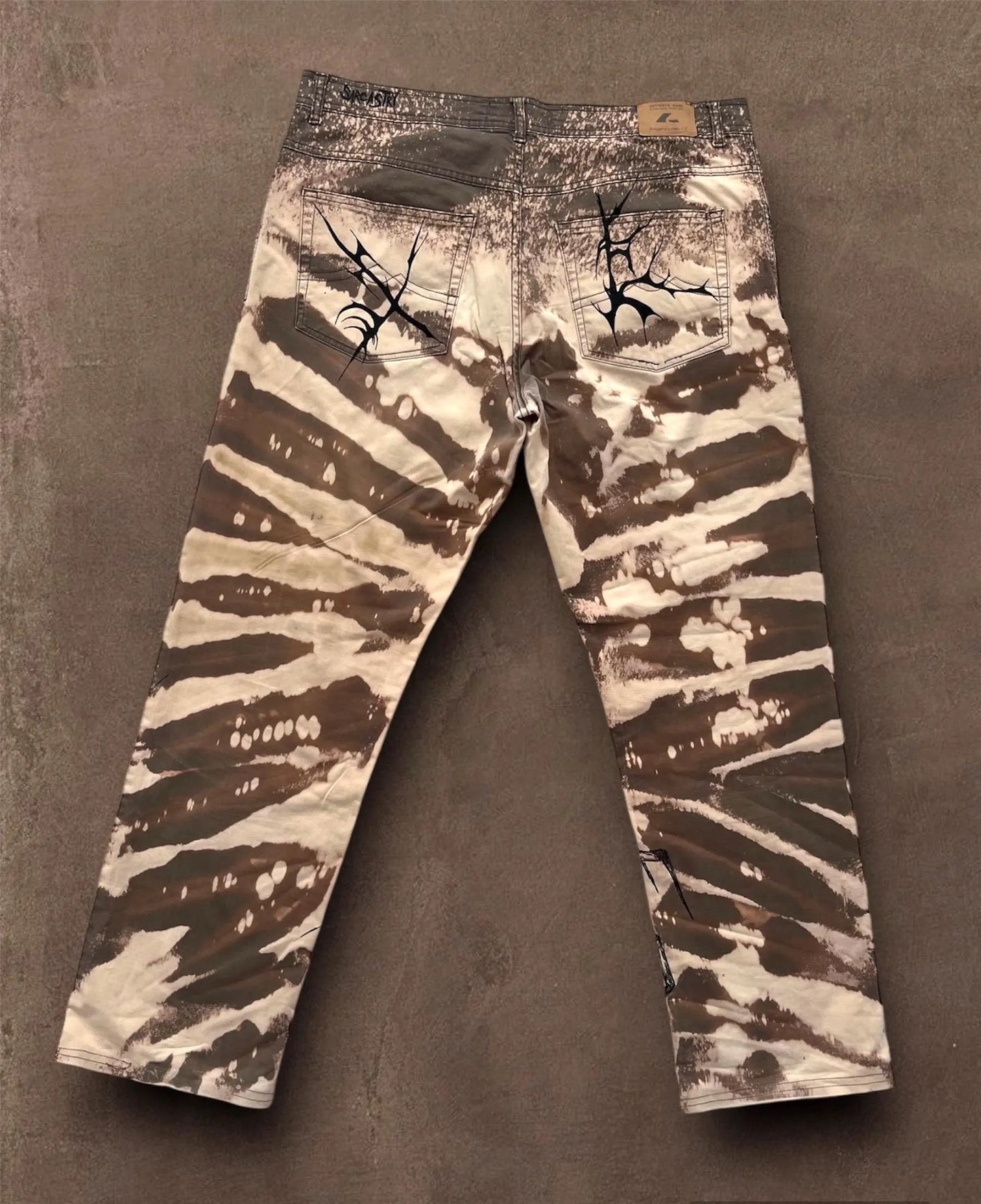 Skull Punk” Bleached Hand Painted Trousers