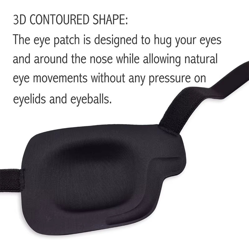 Unisex Adjustable Concave Eye Patch Kid Pirate Cosplay Costume Black Single Eye Patch Washable Eye Patch Eyepatch One Eye