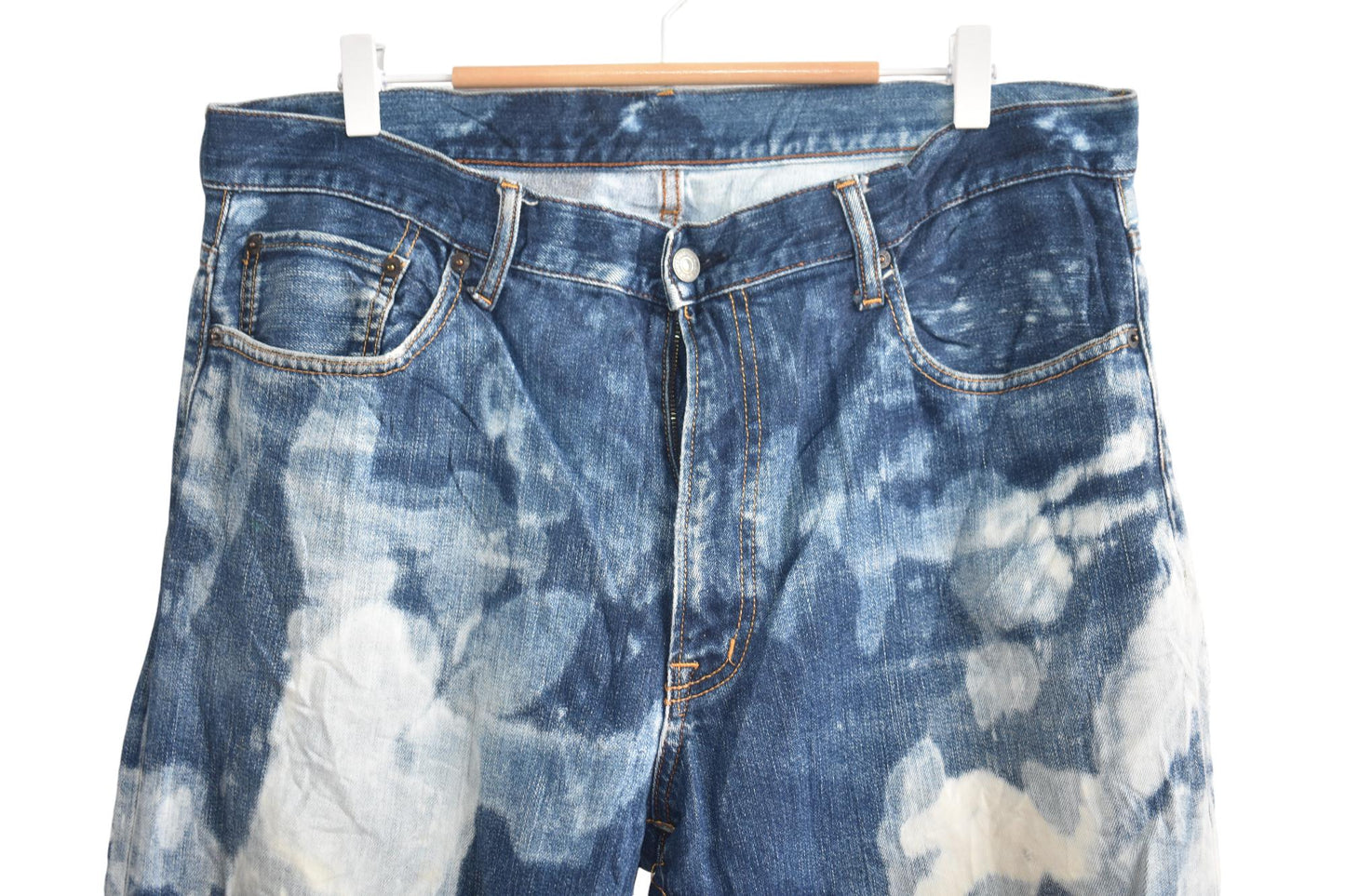 Wide Leg Japanese Bleach Jeans W36