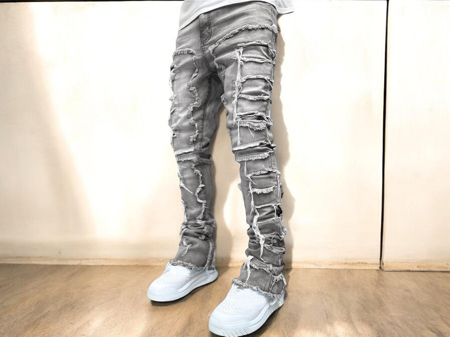 Men'S Denim Jeans | Stylish Ripped Design | Fashionable Streetwear Outfit