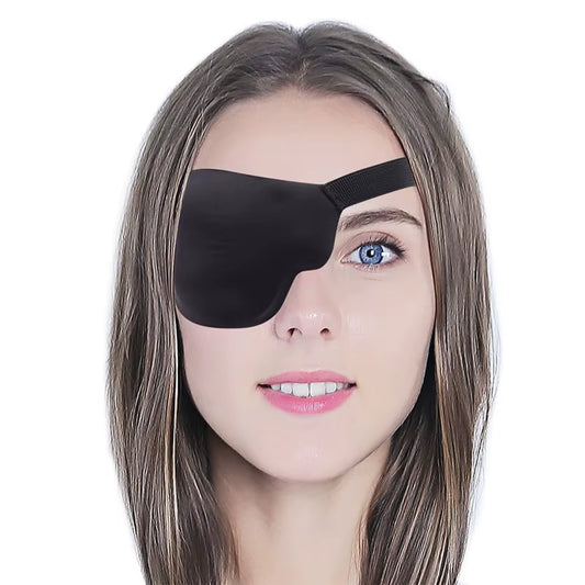 Unisex Adjustable Concave Eye Patch Kid Pirate Cosplay Costume Black Single Eye Patch Washable Eye Patch Eyepatch One Eye