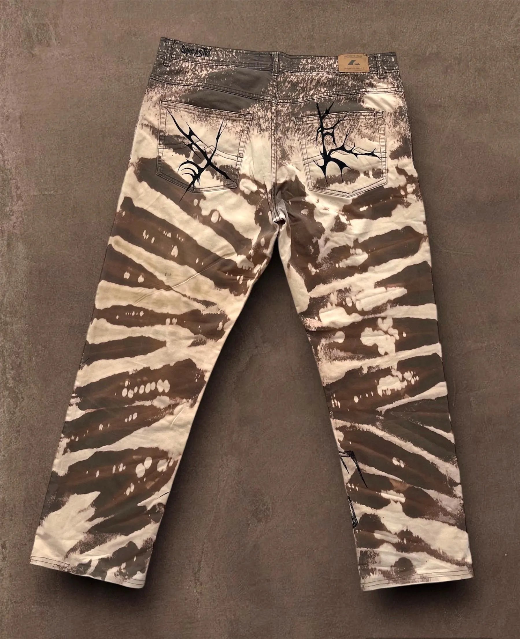 Skull Punk” Bleached Hand Painted Trousers